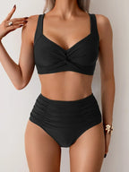 Nicoletta | Bikini bandeau de tela con volantes