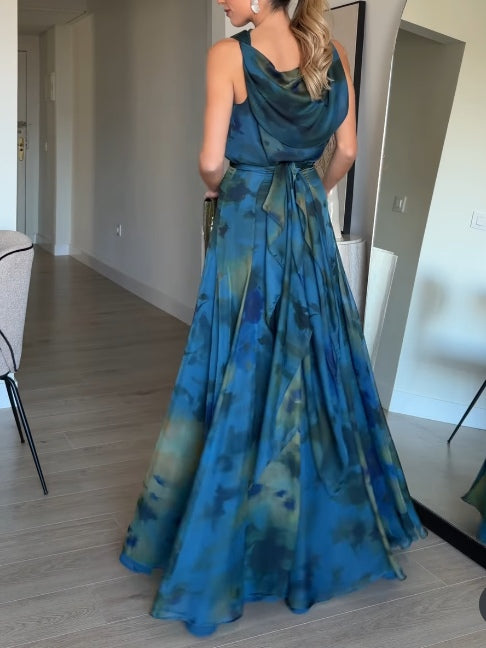 Conjunto Sienna de regata de chiffon com estampa tie-dye e saia