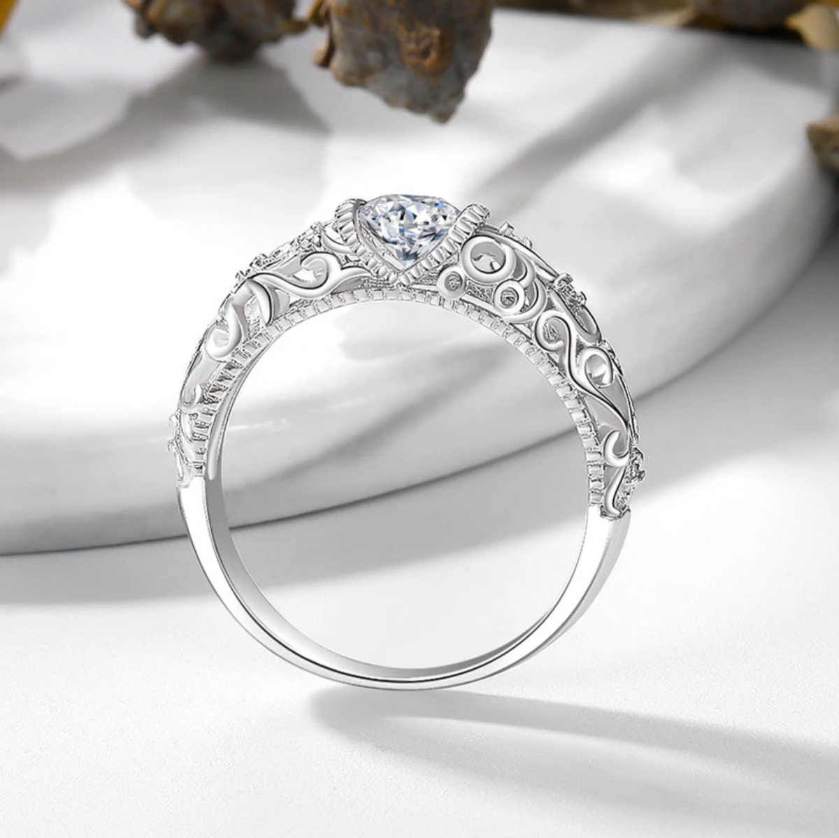 Anel elegante de prata de lei