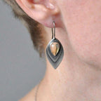 Sterling Silver Amber Teardrop Drop Earrings