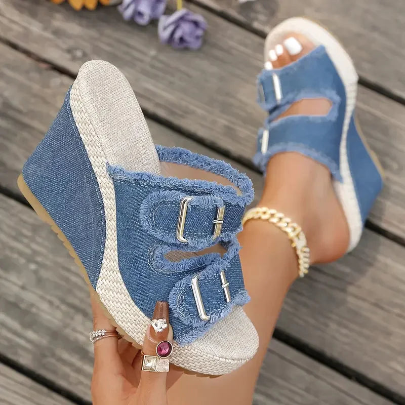 Atelier | Sandalias de cuña con bordes deshilachados