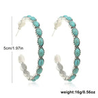 Vintage Bohemian Turquoise Circle Earrings
