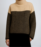 Halle | Chevron Funnel-Neck Sweater