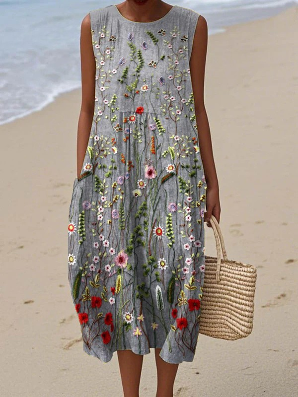 Vestido midi de flores silvestres Cara™