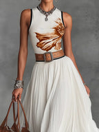 Conjunto Celeste de saia e blusa em chiffon