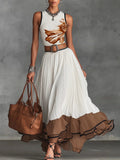 Conjunto Celeste de saia e blusa em chiffon