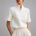 Valerie - Women's Structured V-Cut Mock Neck Blouse