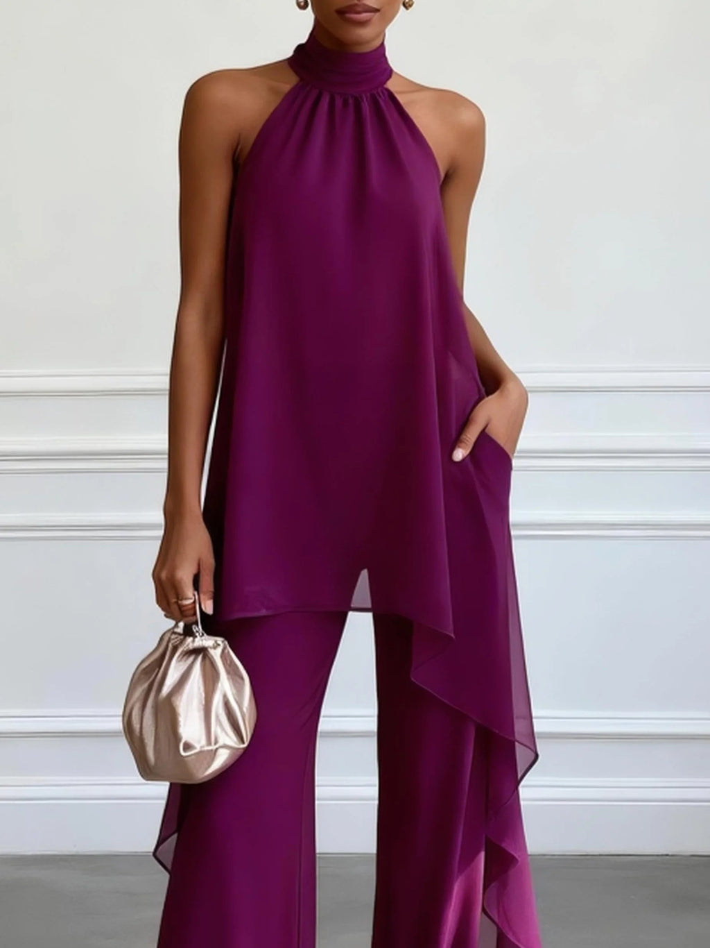 Conjunto lilás elegante de duas peças