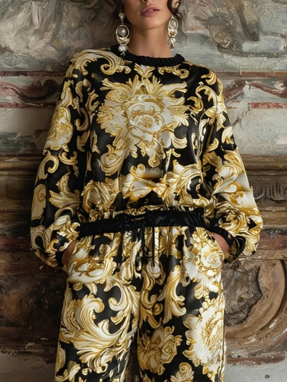 Conjunto de ropa de estar por casa floral barroca Isabella