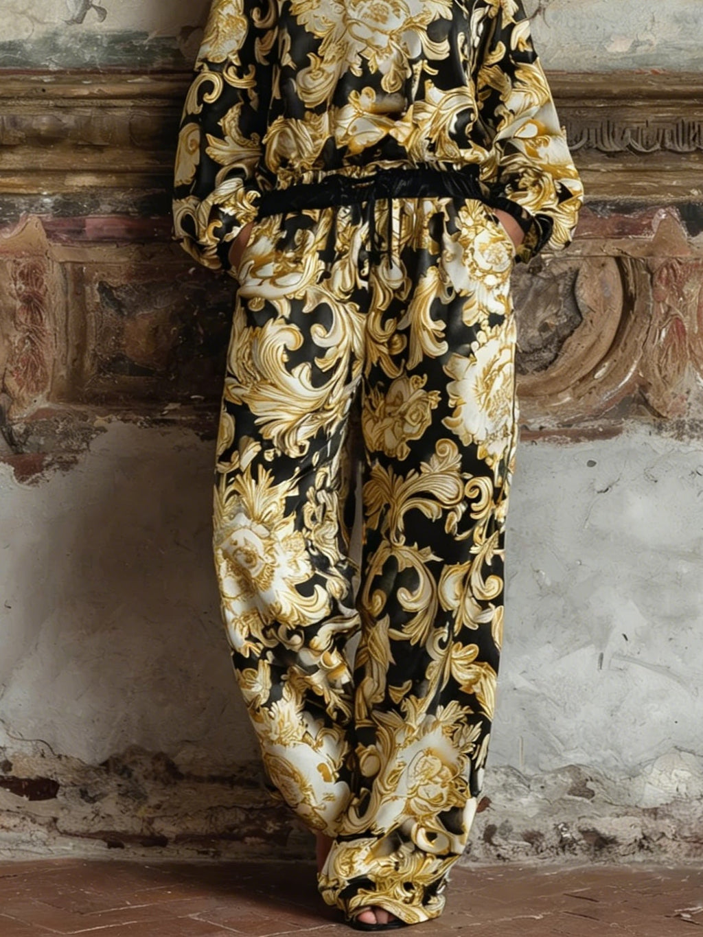 Conjunto de ropa de estar por casa floral barroca Isabella