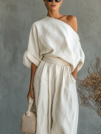 Conjunto de top de hombros descubiertos y pantalones ajustados Sophie