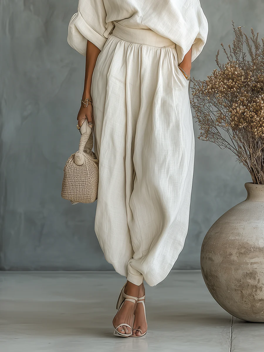 Conjunto de top de hombros descubiertos y pantalones ajustados Sophie