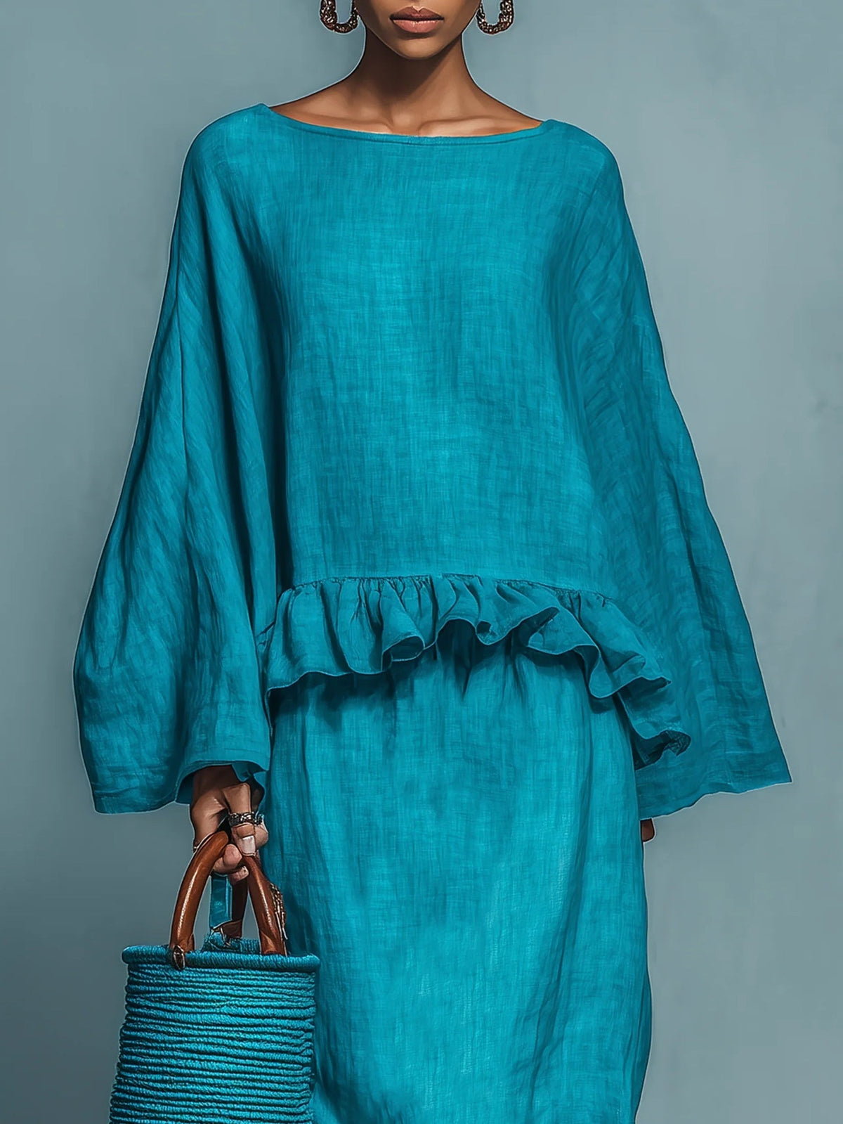 Conjunto Sofia de blusa com babados e saia reta