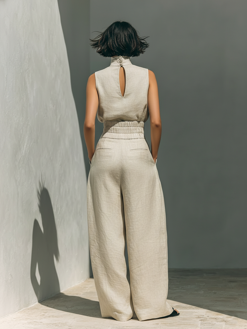 Sienna Conjunto de top sin mangas y pantalones de pierna ancha