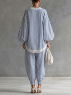 Conjunto de dos piezas a rayas azul Sofia