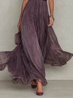 Flavia | Elegante vestido largo morado con escote en lágrima y encaje