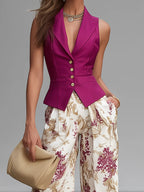 Conjunto de calças Lila com estampado floral