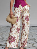Conjunto de calças Lila com estampado floral