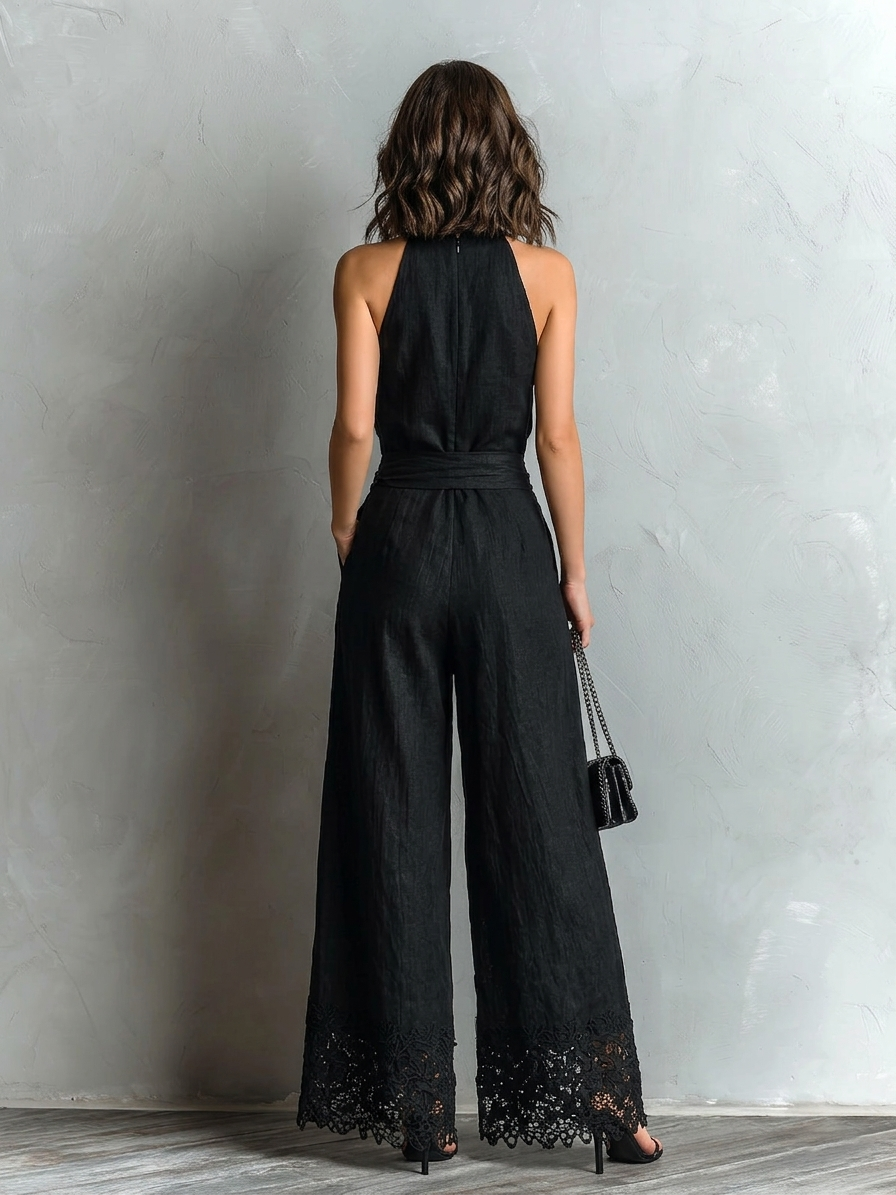 Conjunto Lila com colete de decote halter