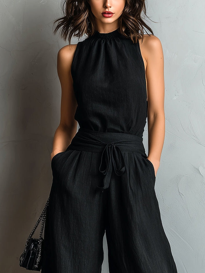 Conjunto Lila com colete de decote halter