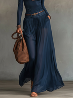 Conjunto de top de un hombro y falda de tul Celeste