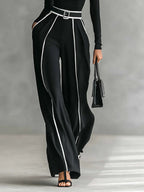Conjunto Sophia de blusa de gola alta e calça de pernas largas