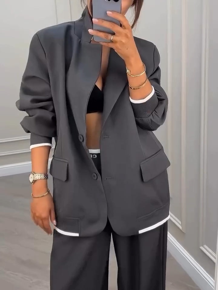 Conjunto de blazer e calça com patchwork cinza Gavin