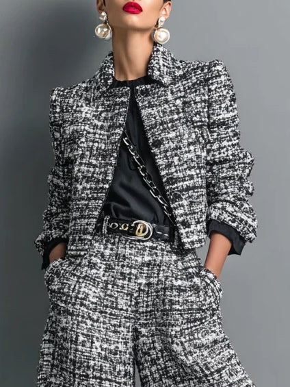 Conjunto de casaco e calças de tweed Tessa