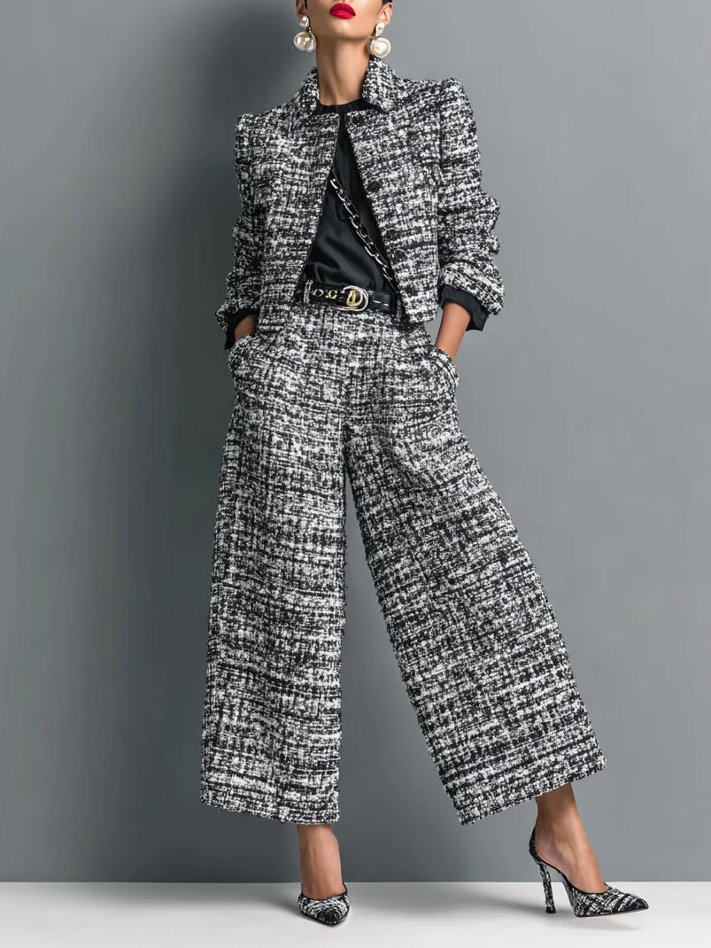 Conjunto de casaco e calças de tweed Tessa
