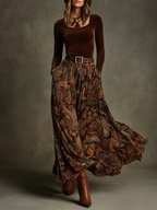 Conjunto de top de terciopelo y falda maxi de cachemira Vivienne