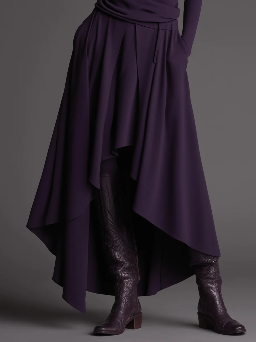 Conjunto de top de cuello alto y falda asimétrica Lilac