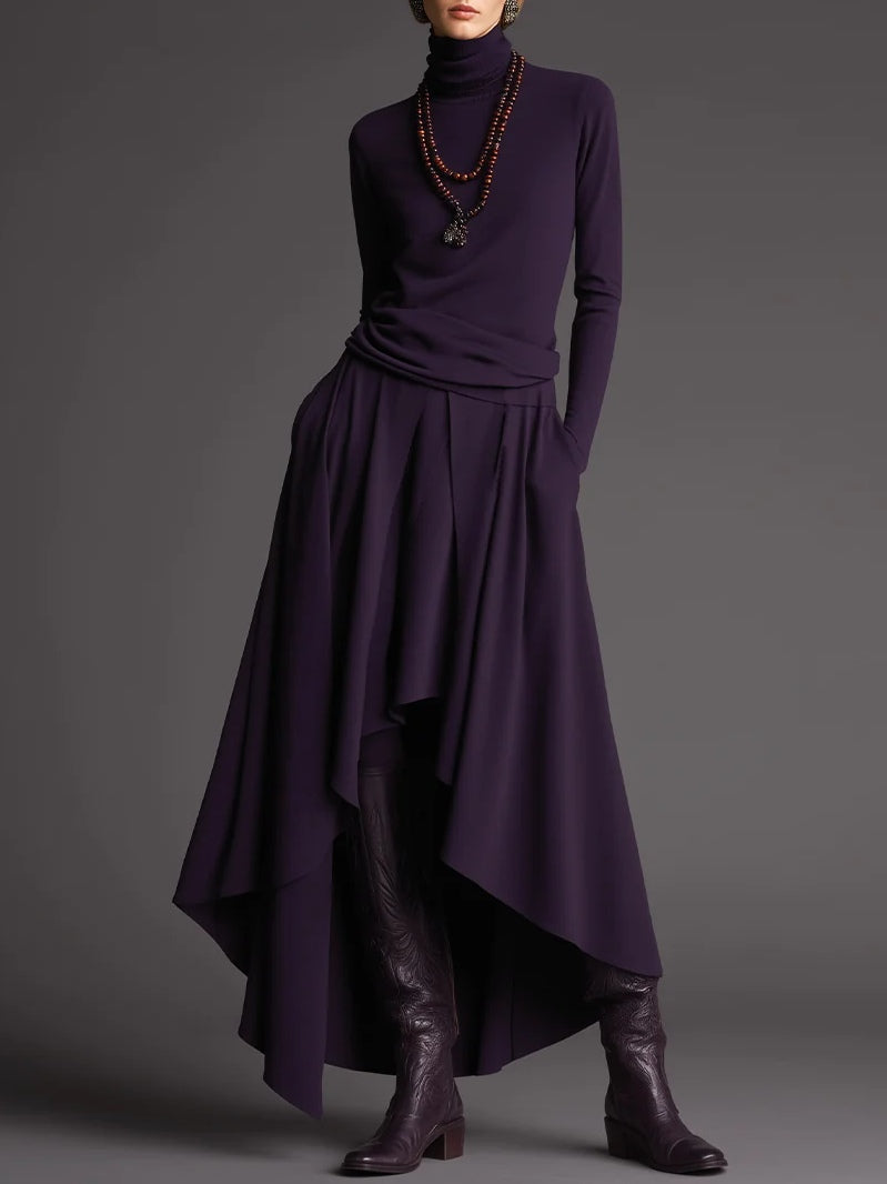 Conjunto de top de cuello alto y falda asimétrica Lilac