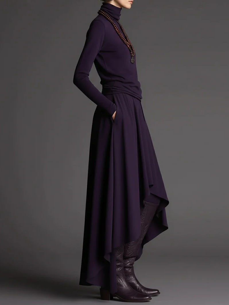 Conjunto de top de cuello alto y falda asimétrica Lilac