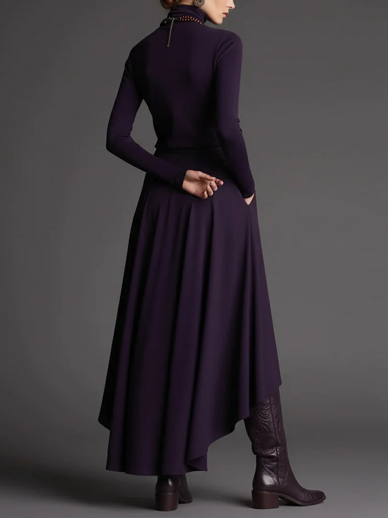 Conjunto de top de cuello alto y falda asimétrica Lilac
