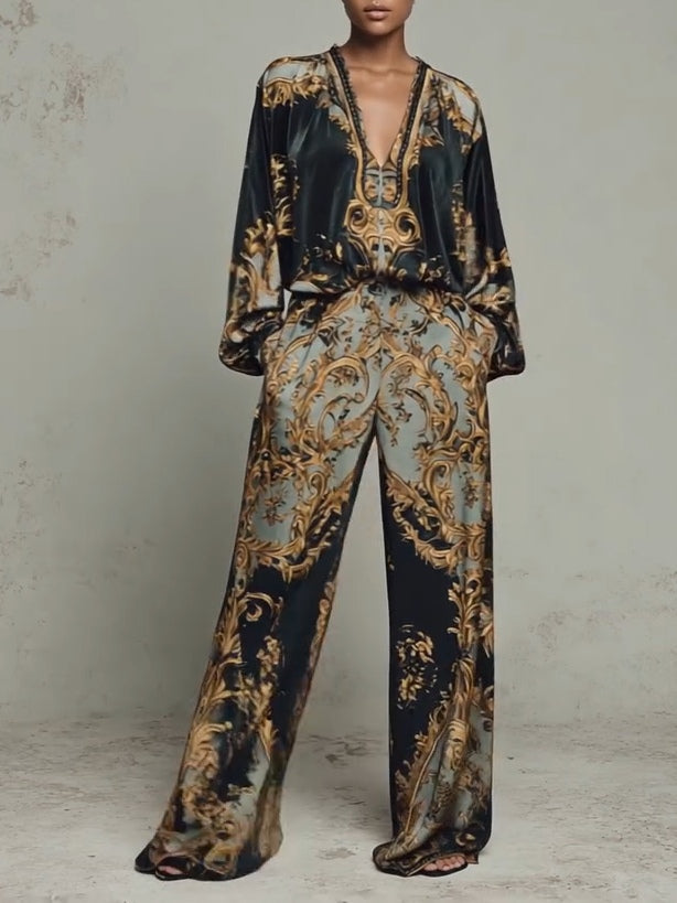 Fato Isabella com estampado floral barroco