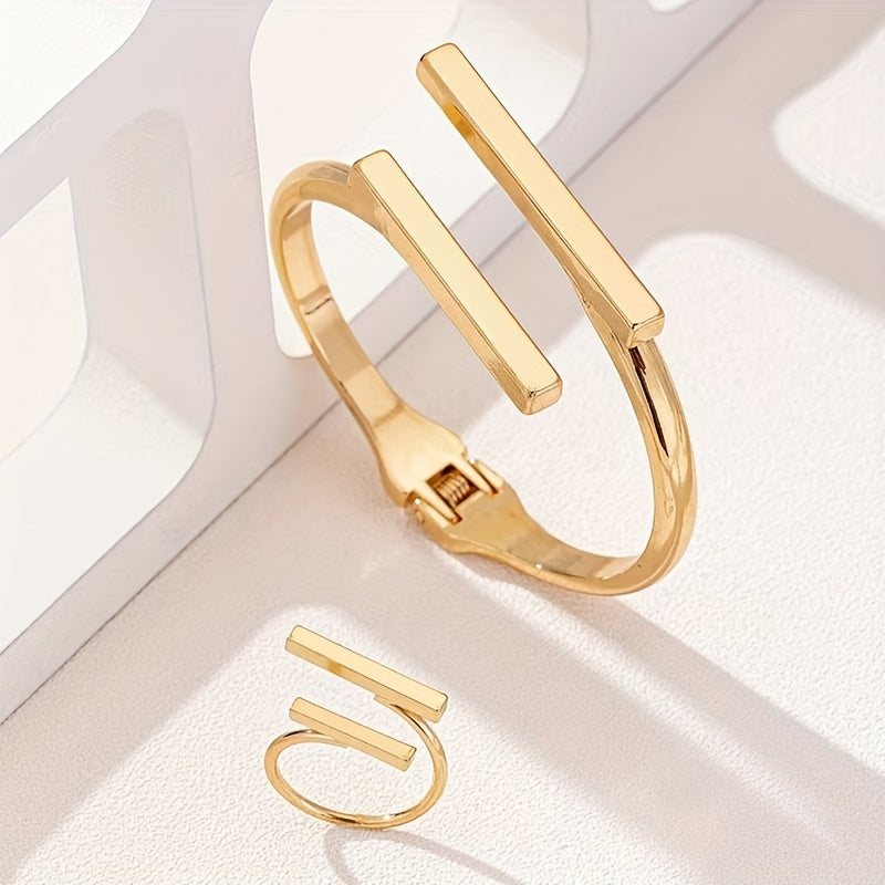 Conjunto elegante de anéis ajustáveis para pulseira, de estilo geométrico