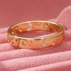 Set de anillos apilables vintage de media luna con circonitas incrustadas