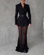 Lila Fashion Jacket & Perspective Skirt Set