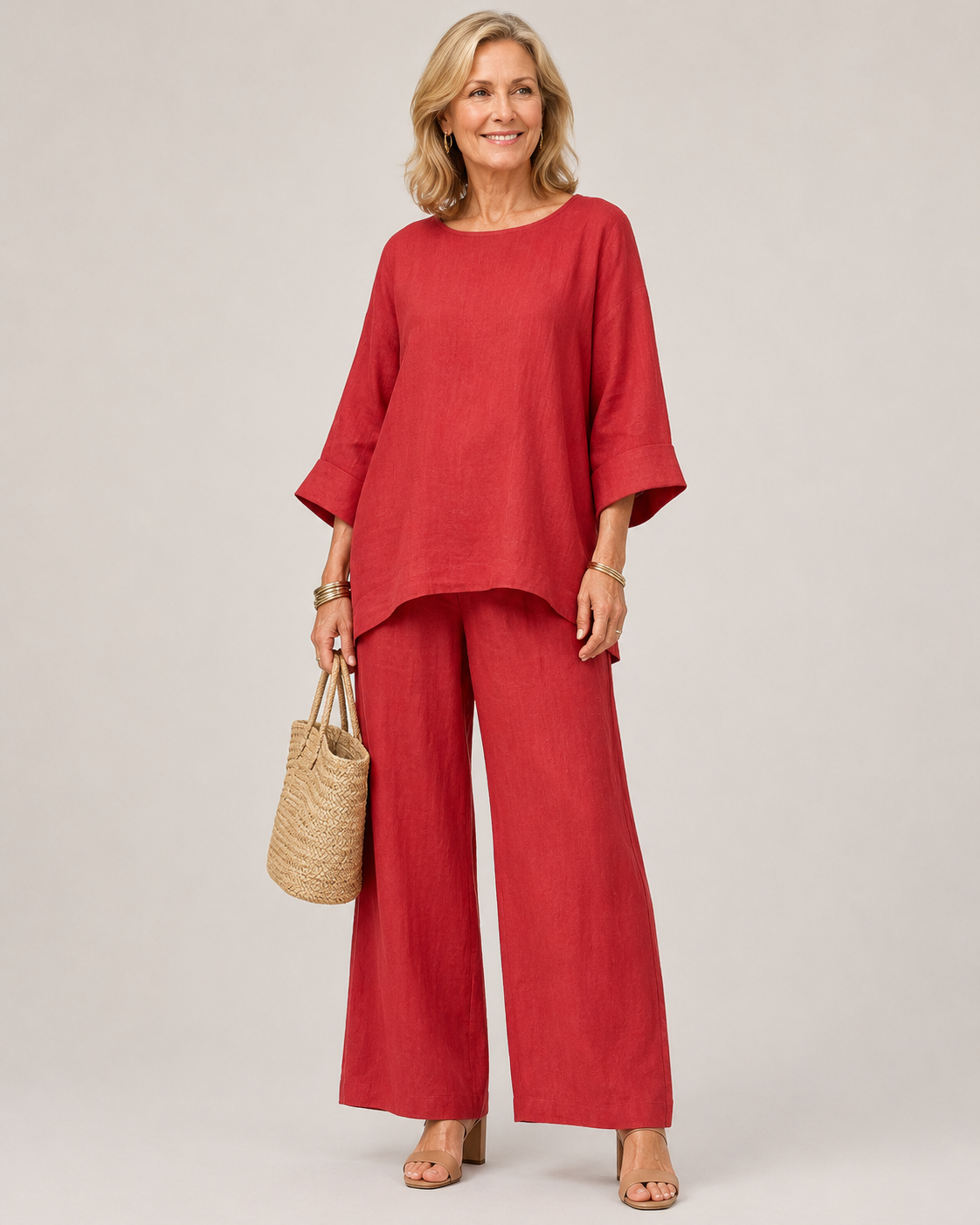 Prue | Conjunto extragrande de túnica y pantalón de pierna ancha