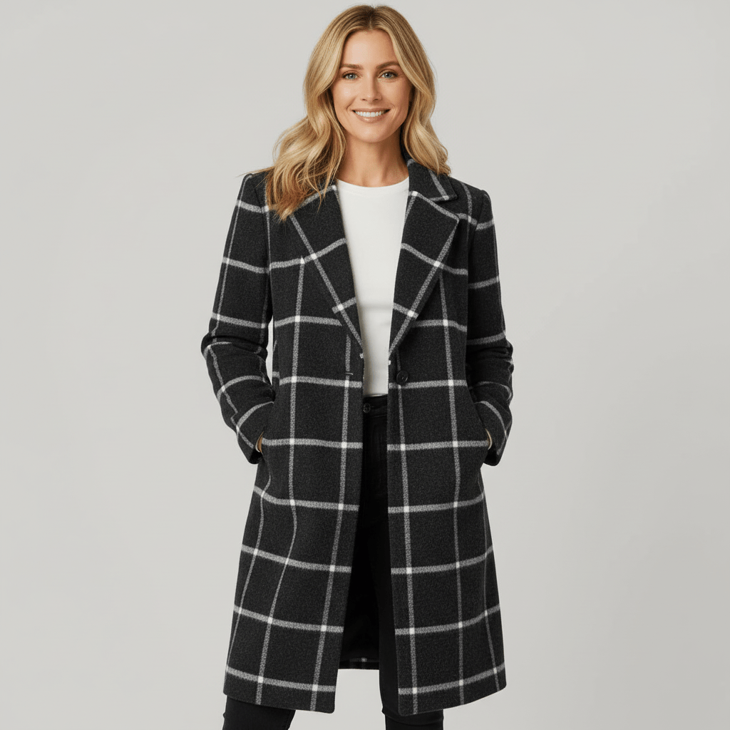 ADRIANA | GABARDINA DE INVIERNO DE CUADROS