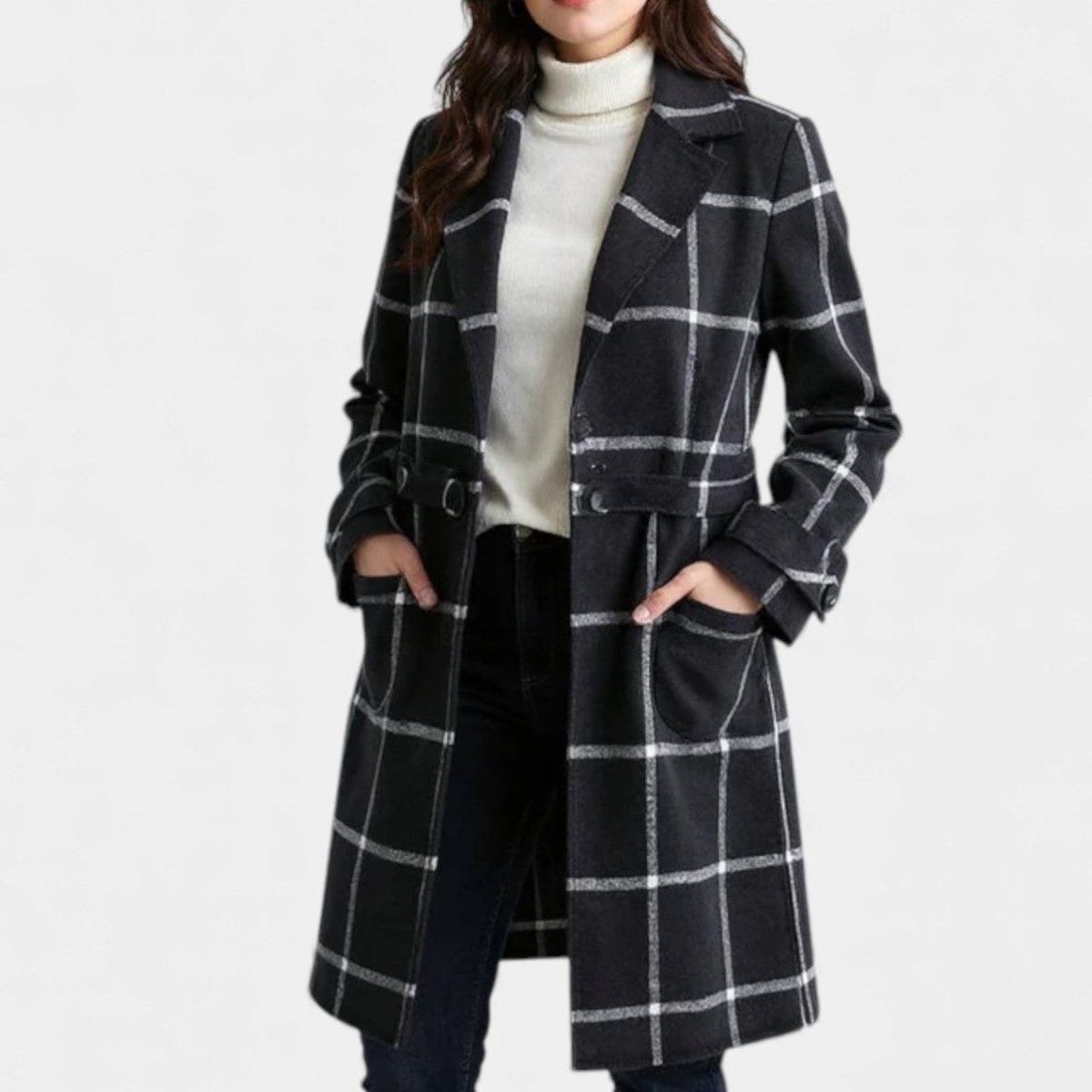 ADRIANA | GABARDINA DE INVIERNO DE CUADROS