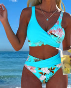 Jolina - Conjunto de bikini cruzado con estampado floral