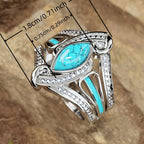 Elegante anillo bohemio de turquesa con baño de oro blanco