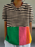 Eva | Camisa com riscas marcantes e blocos de cor
