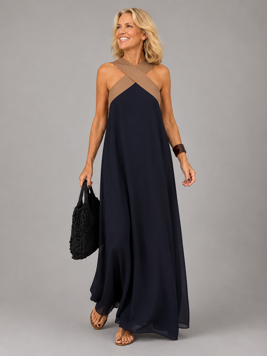 Velora | Vestido maxi cruzado elegante