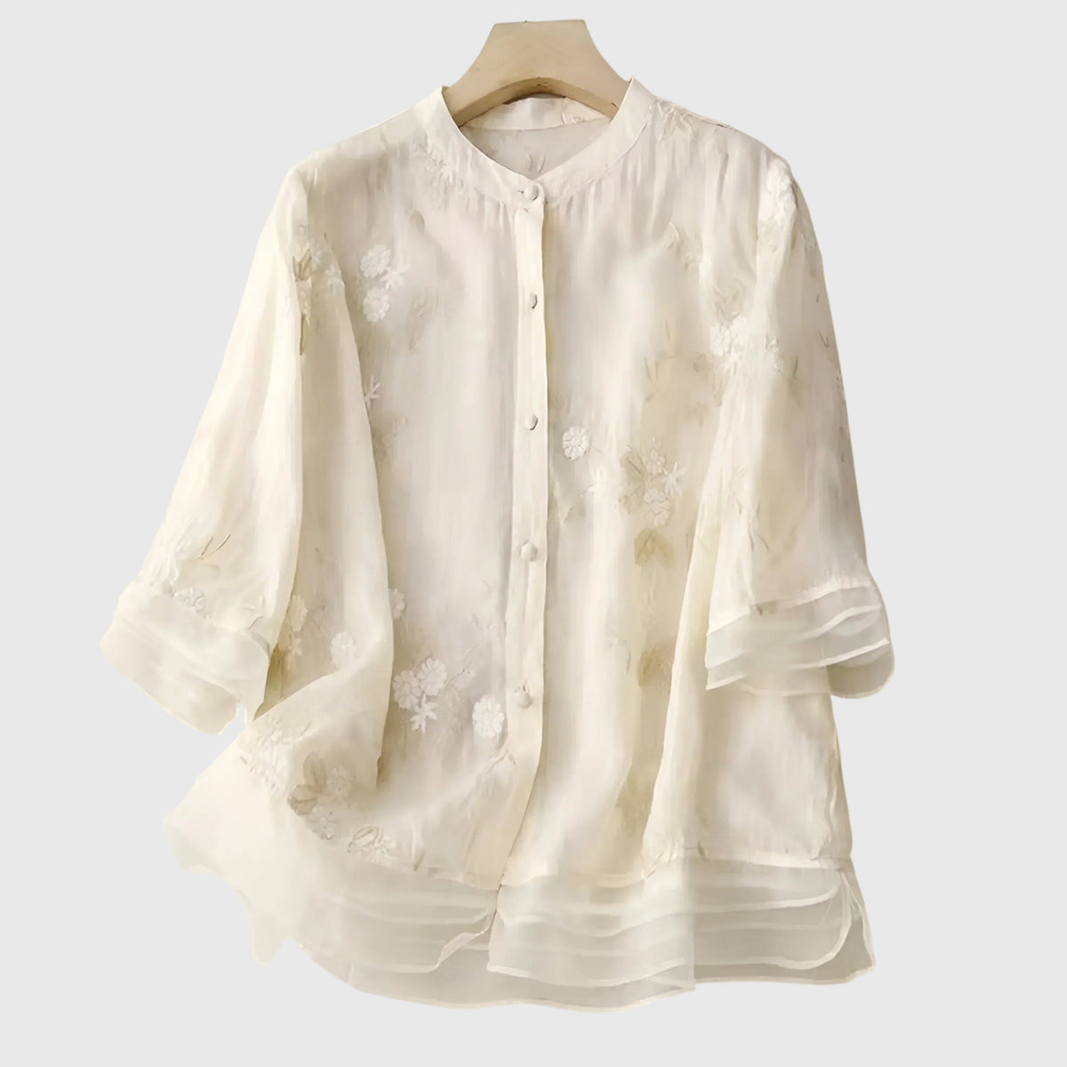 Nellie | Top elegante com flores bordadas