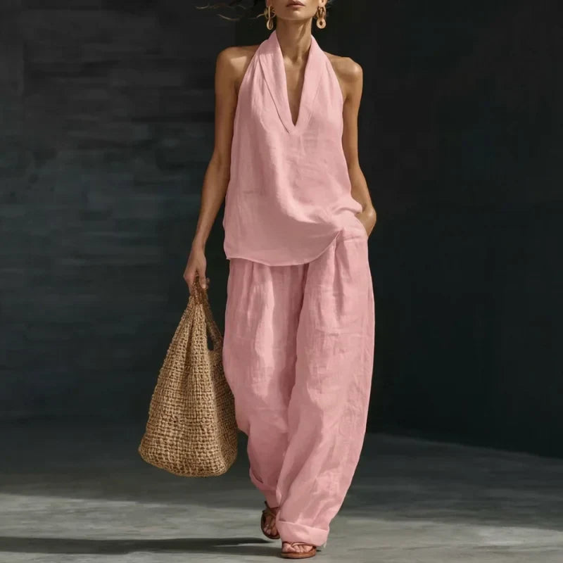Zoë Sleeveless Set with Wide Pants