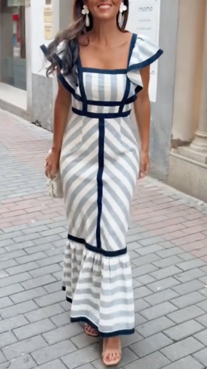 Dianne | Vestido largo retro de rayas
