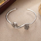 Vintage Gold White Plated Spiral Cuff Bangle Bracelet