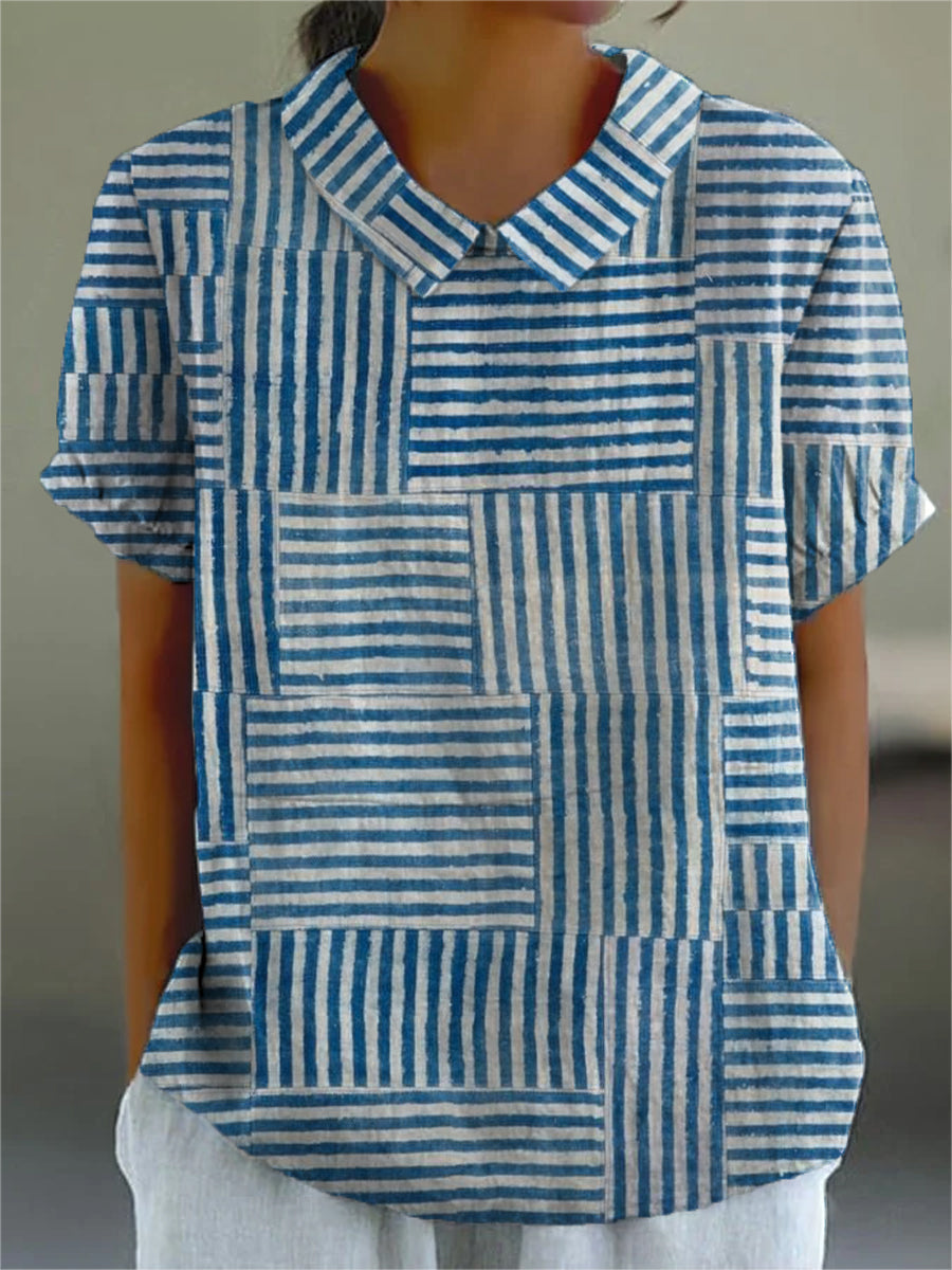 Amelia | Camisa às riscas em patchwork